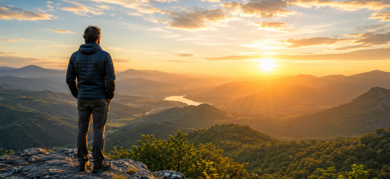 Bergblick im goldenen Sonnenlicht